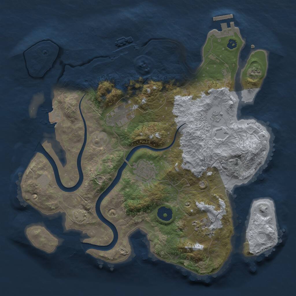 Rust Map: Procedural Map, Size: 3000, Seed: 2865, 8 Monuments