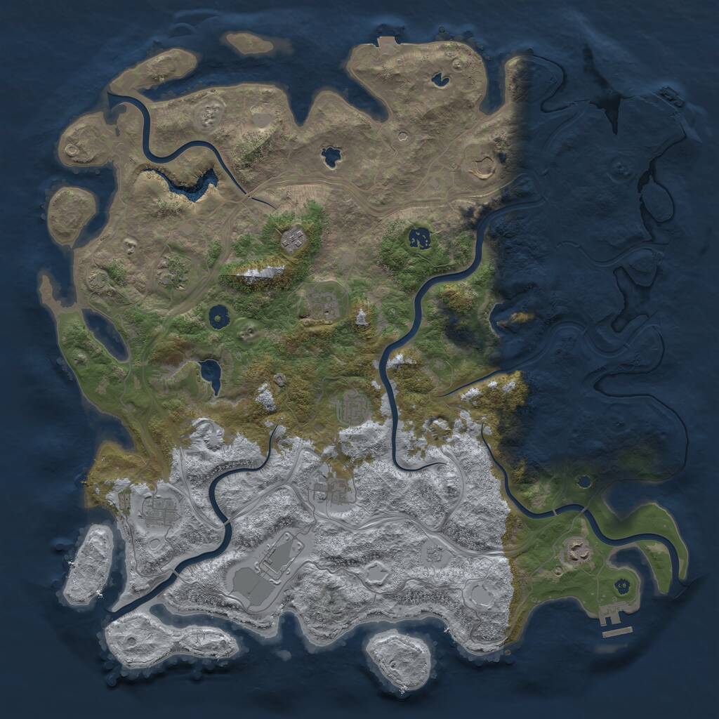 Rust Map: Procedural Map, Size: 4800, Seed: 206519829, 16 Monuments