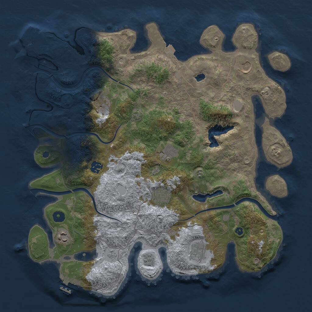 Rust Map: Procedural Map, Size: 4000, Seed: 1913680882, 14 Monuments