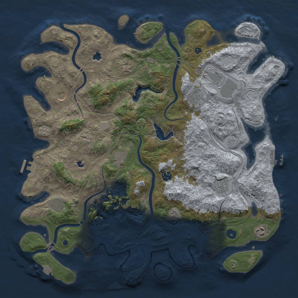 Rust Map: Procedural Map, Size: 4500, Seed: 645701715, 16 Monuments