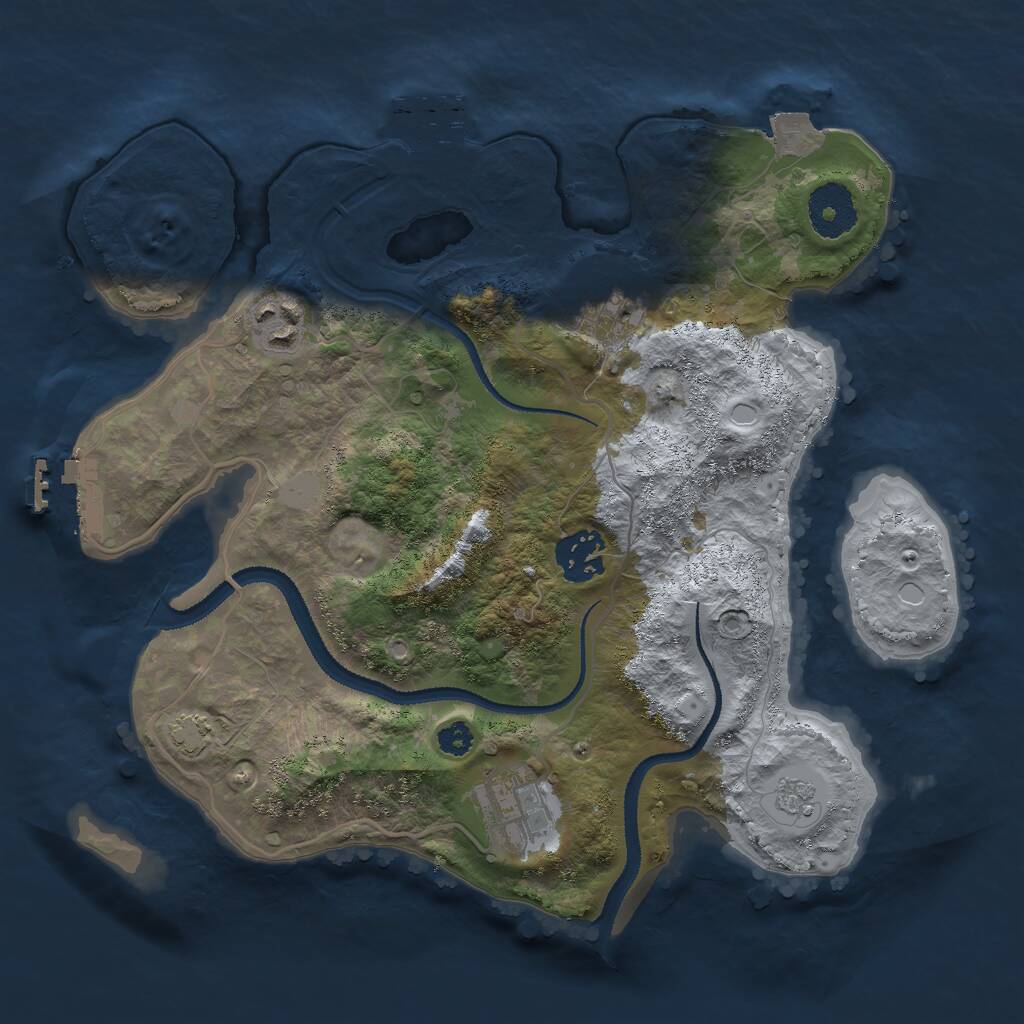 Rust Map: Procedural Map, Size: 3000, Seed: 1007776070, 9 Monuments