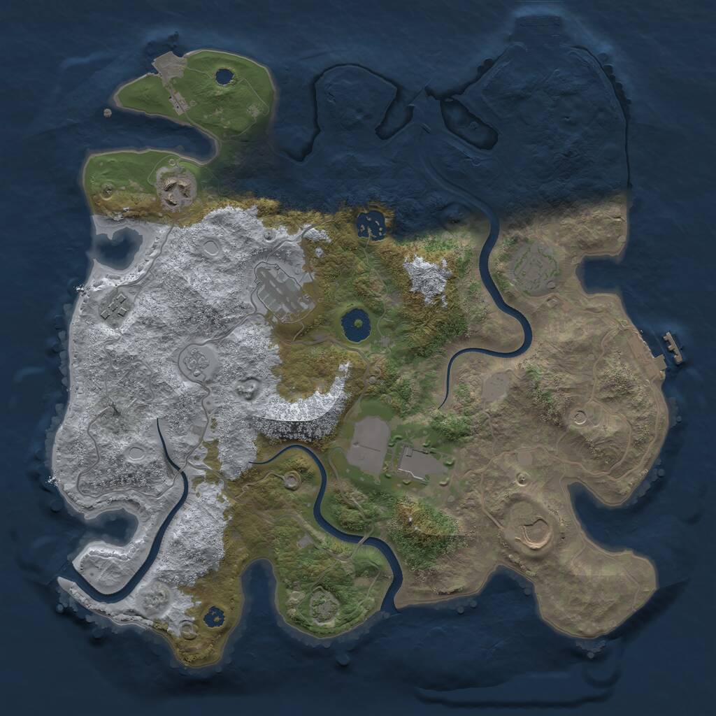 Rust Map: Procedural Map, Size: 3500, Seed: 973636247, 13 Monuments