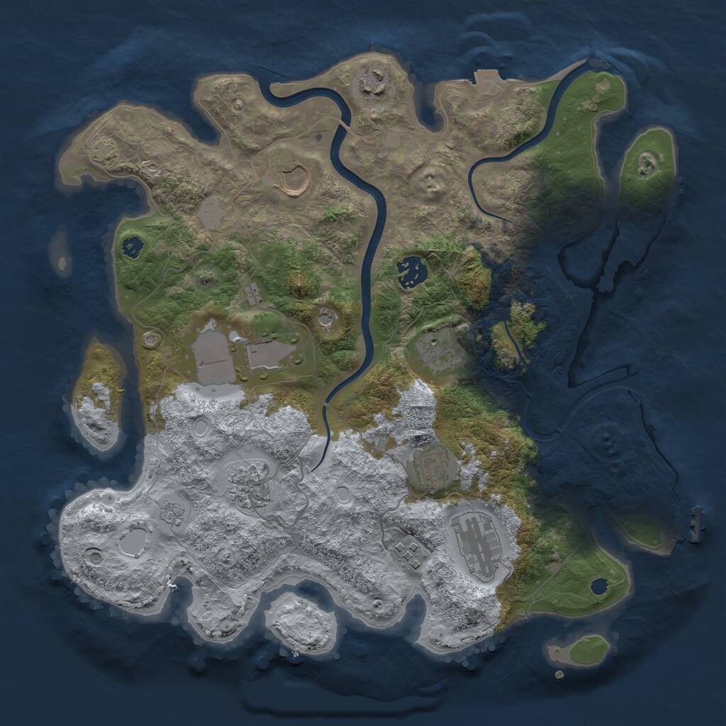 Rust Map: Procedural Map, Size: 3500, Seed: 1231022604, 14 Monuments