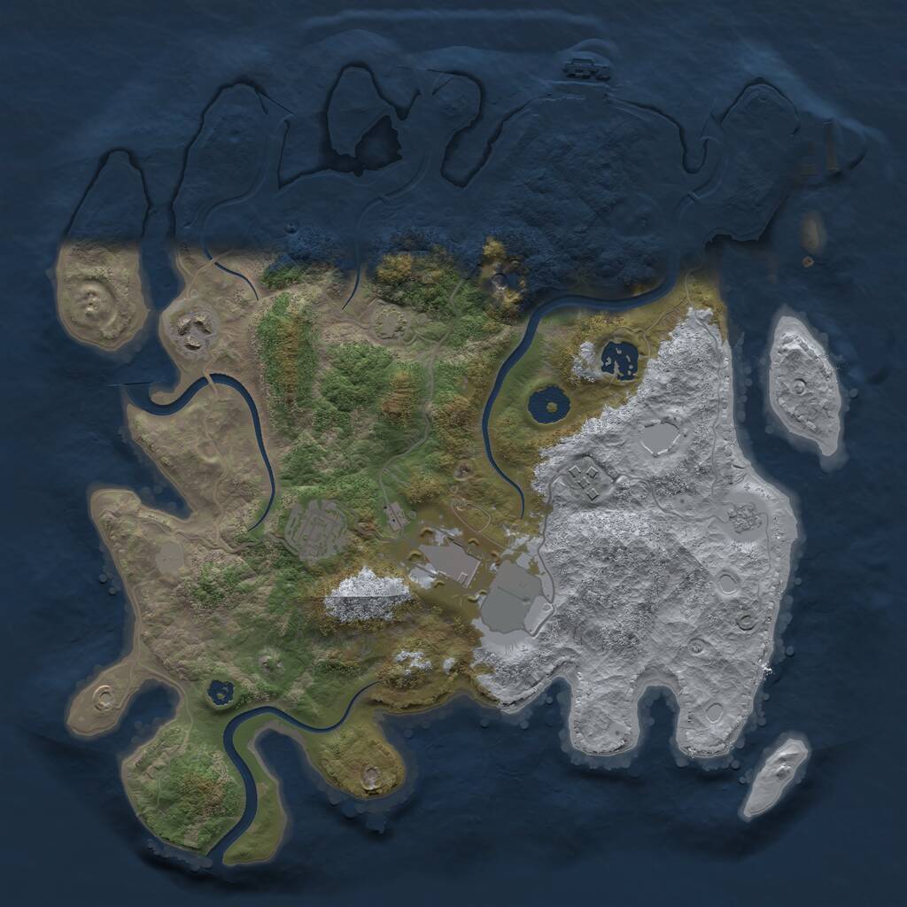 Rust Map: Procedural Map, Size: 3500, Seed: 878201346, 11 Monuments