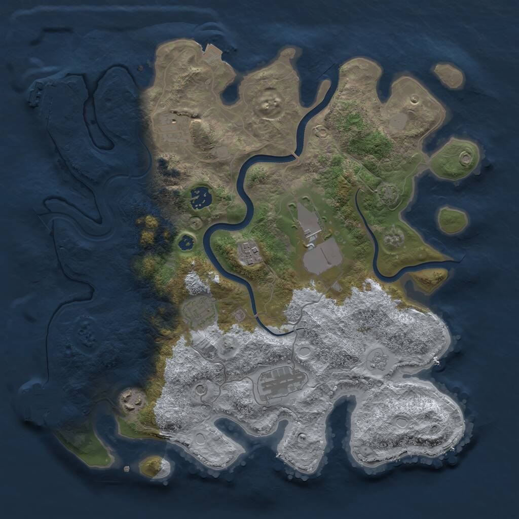 Rust Map: Procedural Map, Size: 3500, Seed: 869063375, 13 Monuments