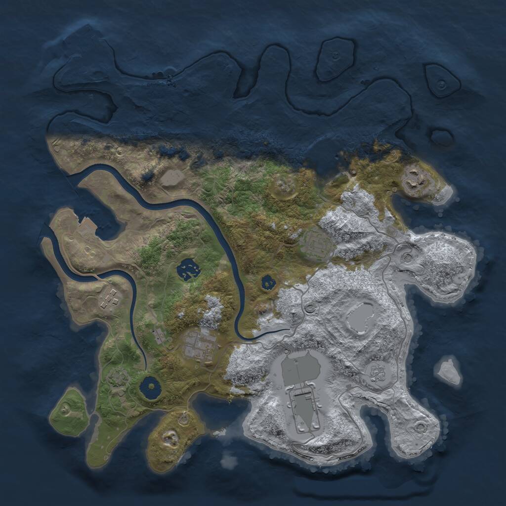 Rust Map: Procedural Map, Size: 3500, Seed: 831272614, 12 Monuments