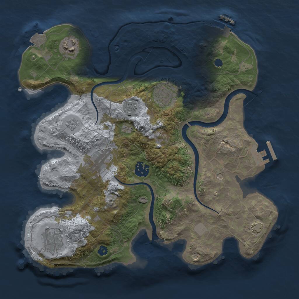 Rust Map: Procedural Map, Size: 3000, Seed: 963924607, 12 Monuments