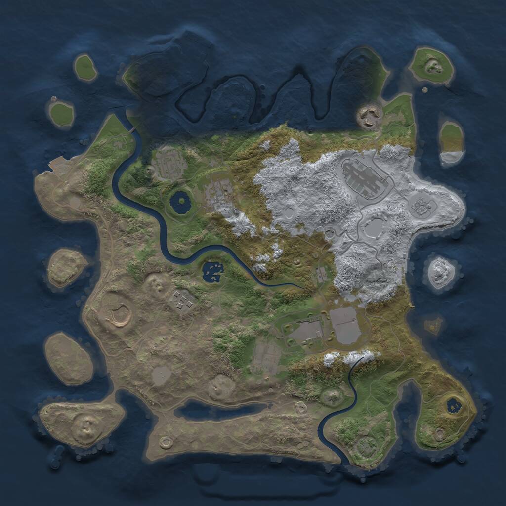 Rust Map: Procedural Map, Size: 3500, Seed: 286819240, 14 Monuments
