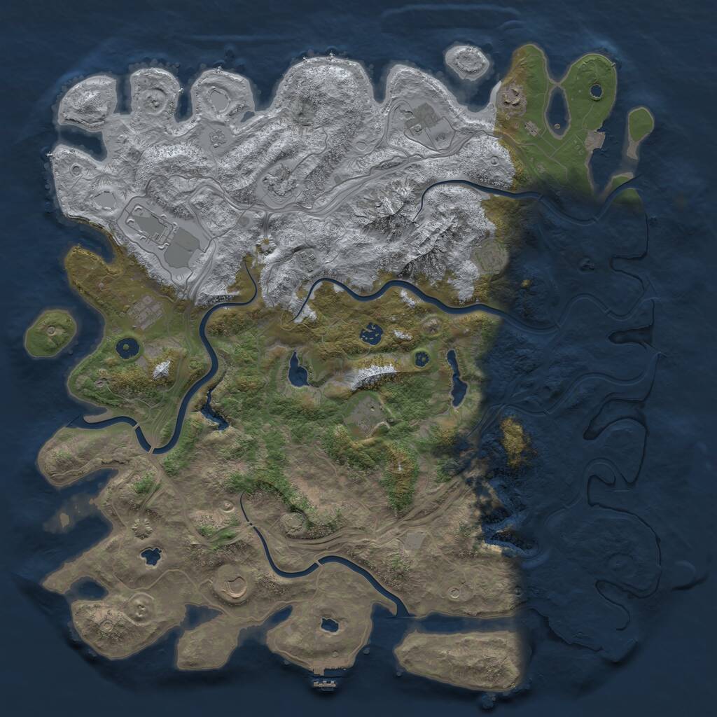 Rust Map: Procedural Map, Size: 5000, Seed: 2120729544, 16 Monuments