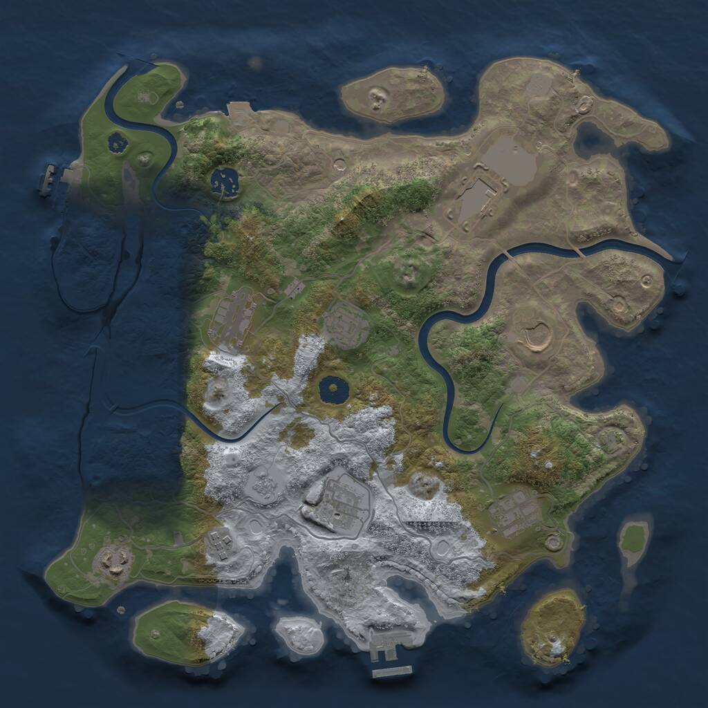Rust Map: Procedural Map, Size: 3600, Seed: 1470522417, 15 Monuments