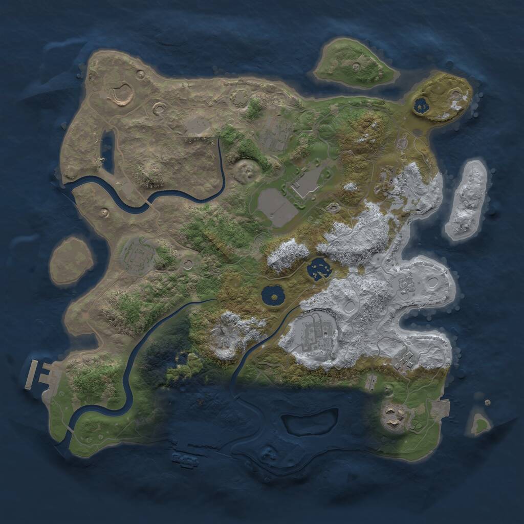 Rust Map: Procedural Map, Size: 3500, Seed: 878, 15 Monuments