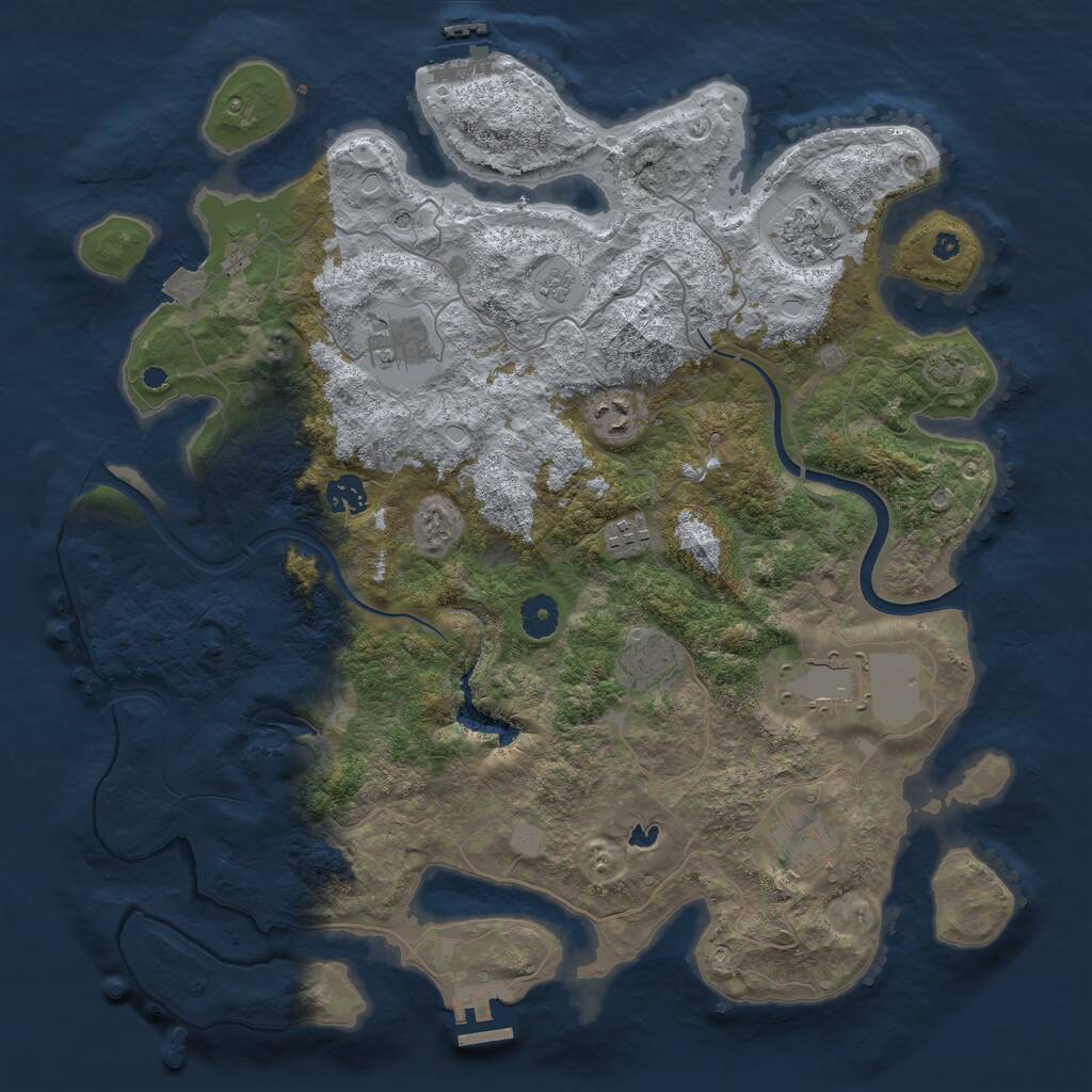 Rust Map: Procedural Map, Size: 4000, Seed: 1425969909, 14 Monuments