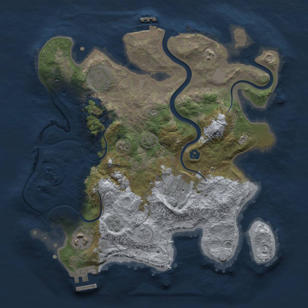 Rust Map: Procedural Map, Size: 3000, Seed: 55093182, 10 Monuments
