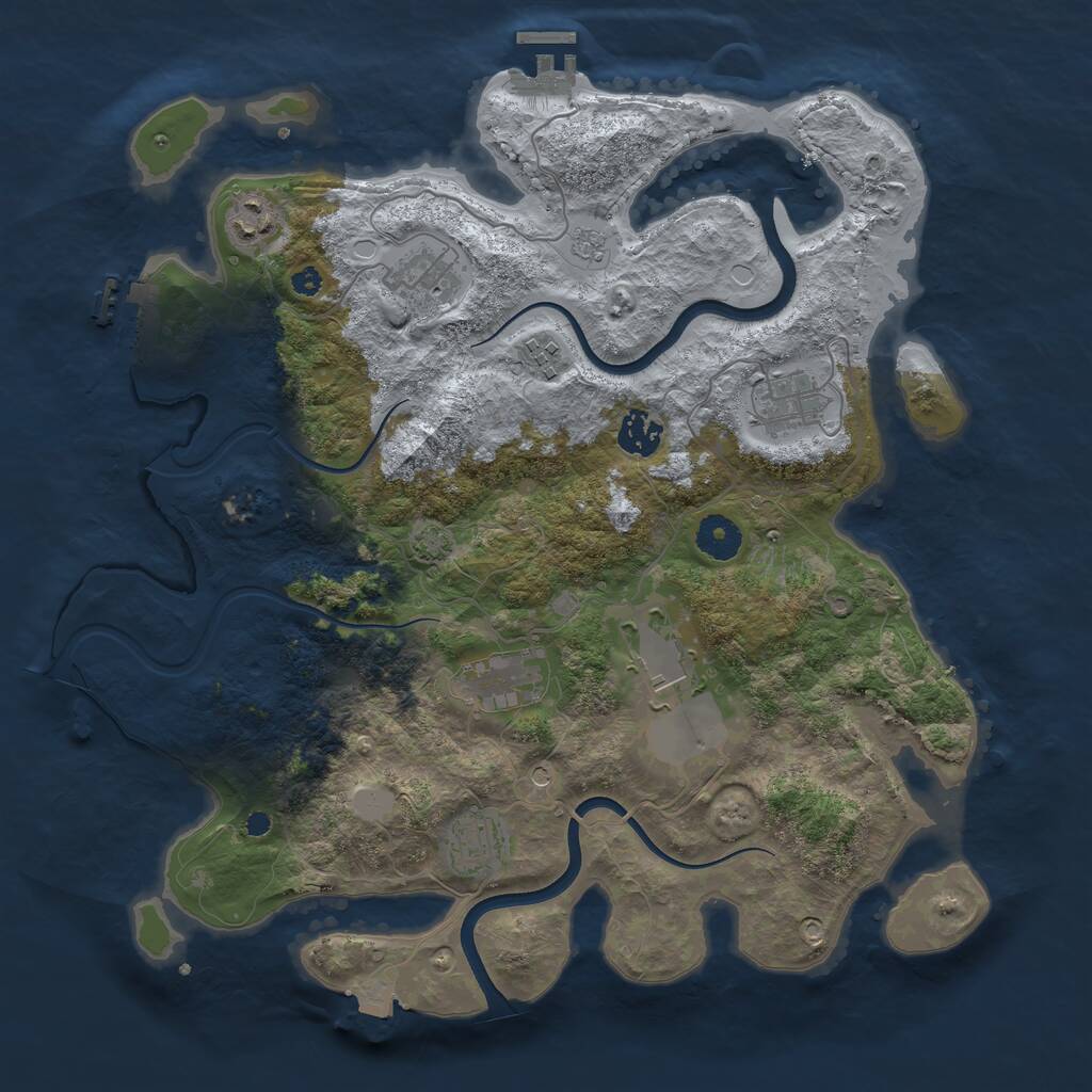 Rust Map: Procedural Map, Size: 3700, Seed: 552674004, 14 Monuments