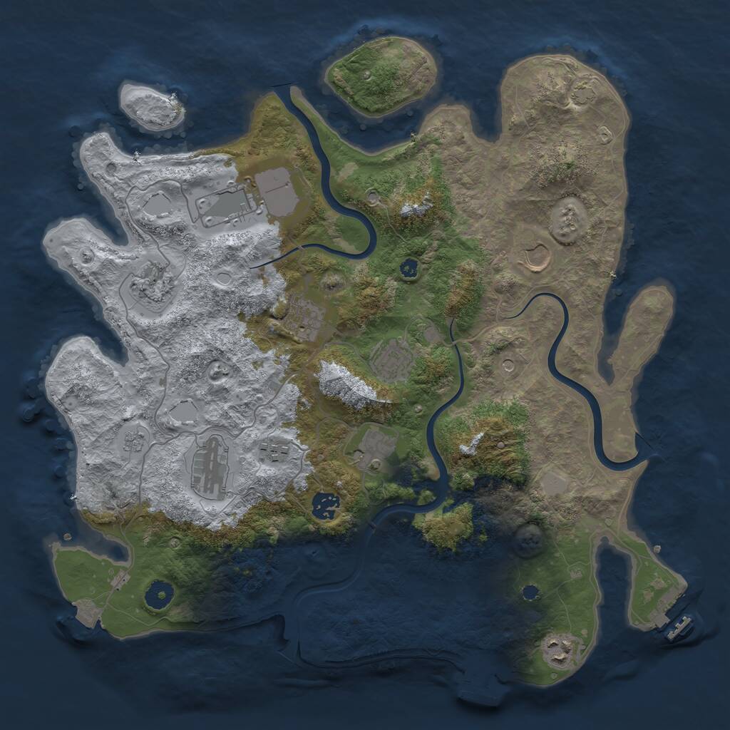 Rust Map: Procedural Map, Size: 3900, Seed: 885298826, 16 Monuments