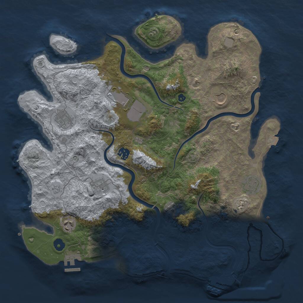 Rust Map: Procedural Map, Size: 3900, Seed: 885298826, 14 Monuments