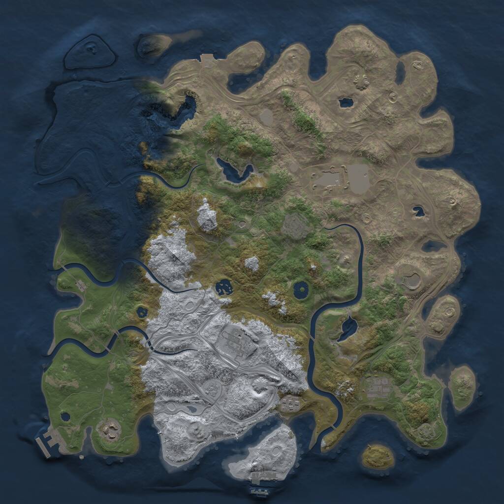 Rust Map: Procedural Map, Size: 4500, Seed: 812449, 14 Monuments
