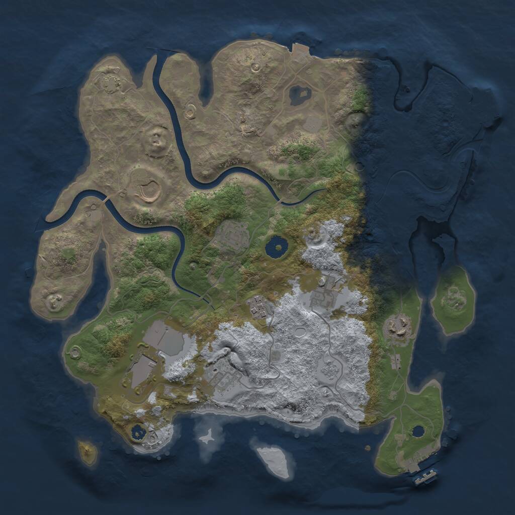 Rust Map: Procedural Map, Size: 3500, Seed: 1321844792, 13 Monuments