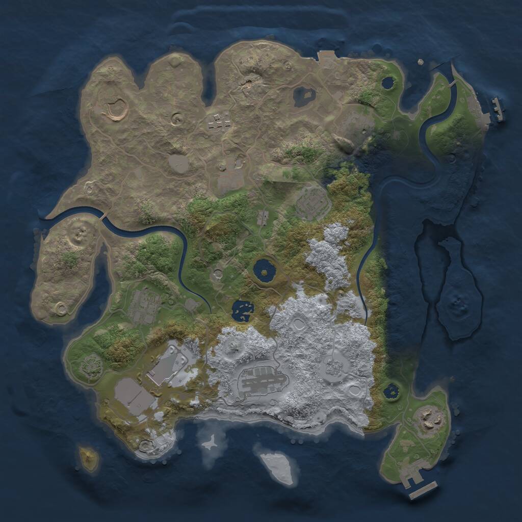 Rust Map: Procedural Map, Size: 3500, Seed: 1321844792, 16 Monuments