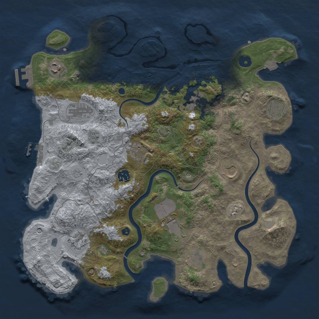Rust Map: Procedural Map, Size: 3900, Seed: 1476295952, 17 Monuments