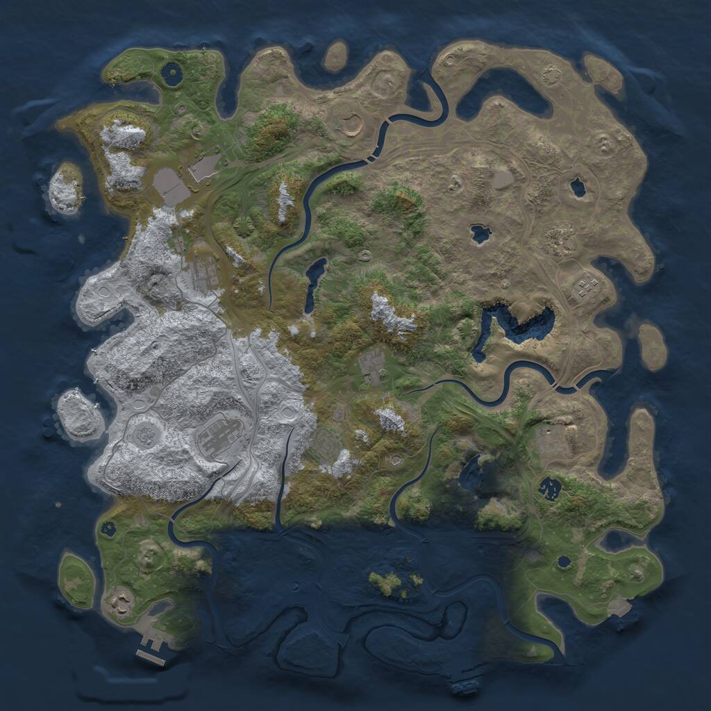 Rust Map: Procedural Map, Size: 4800, Seed: 309321178, 17 Monuments