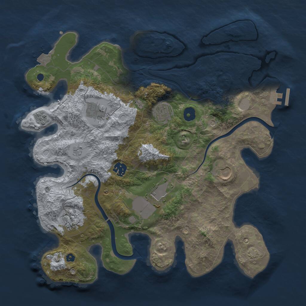 Rust Map: Procedural Map, Size: 3500, Seed: 479057088, 12 Monuments