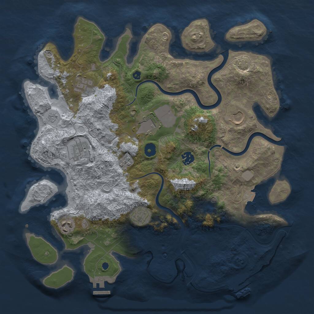 Rust Map: Procedural Map, Size: 3700, Seed: 464128276, 14 Monuments