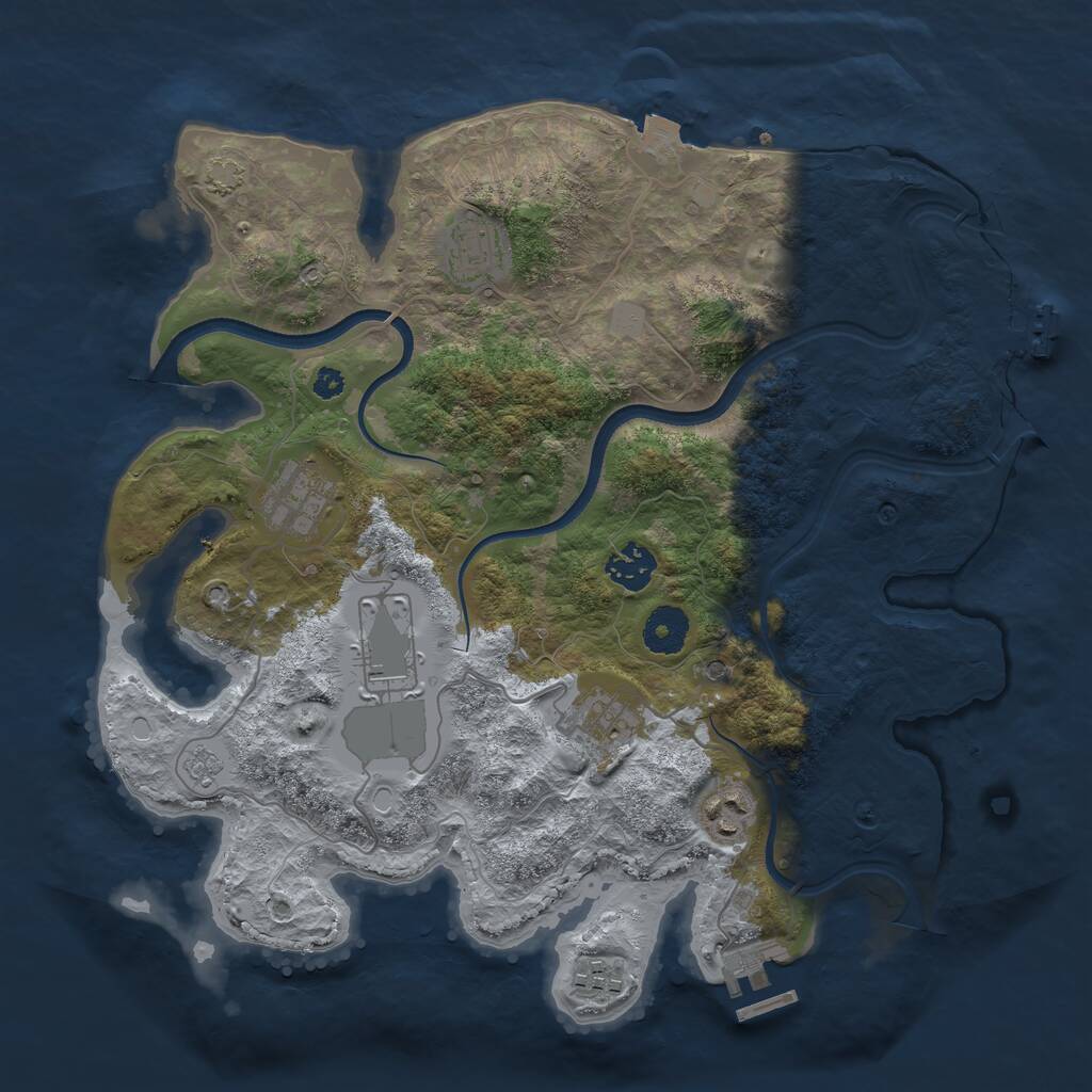 Rust Map: Procedural Map, Size: 3500, Seed: 377596208, 13 Monuments