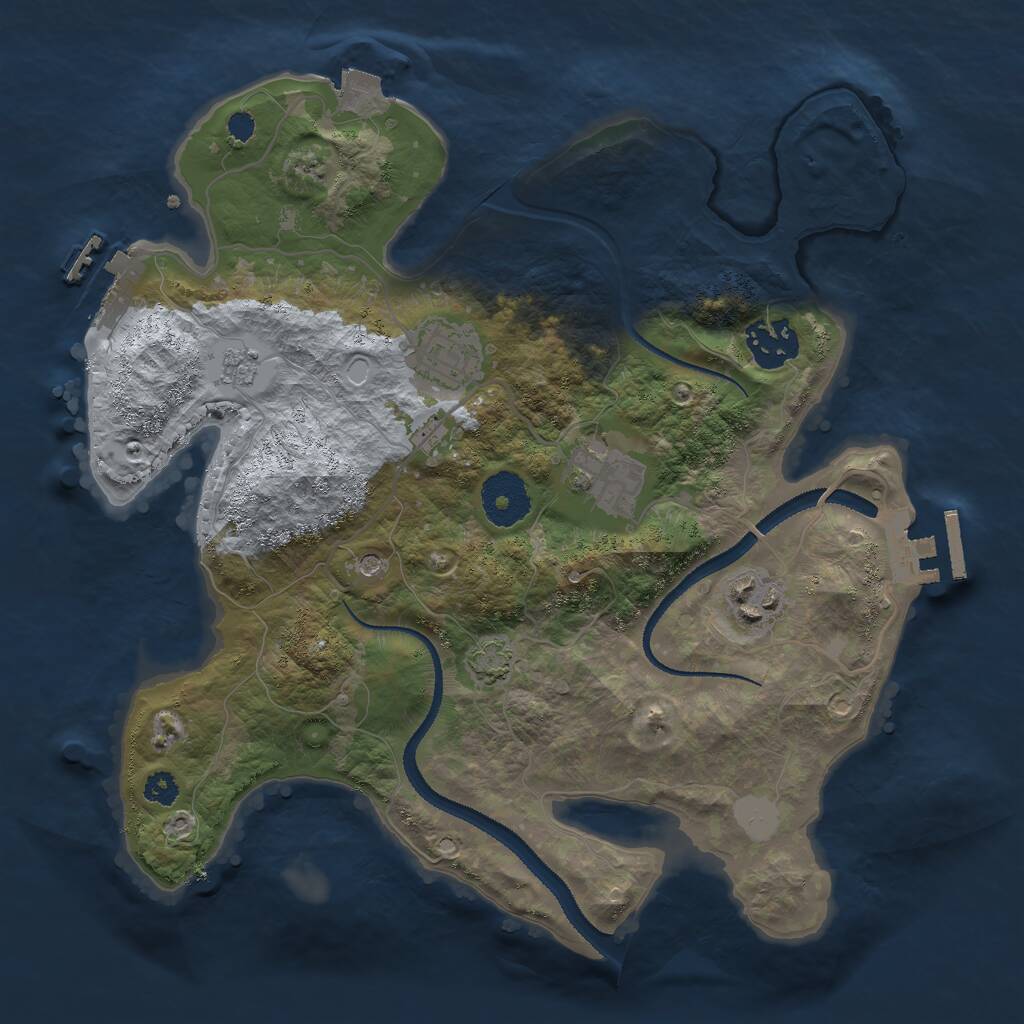 Rust Map: Procedural Map, Size: 3000, Seed: 366684581, 10 Monuments