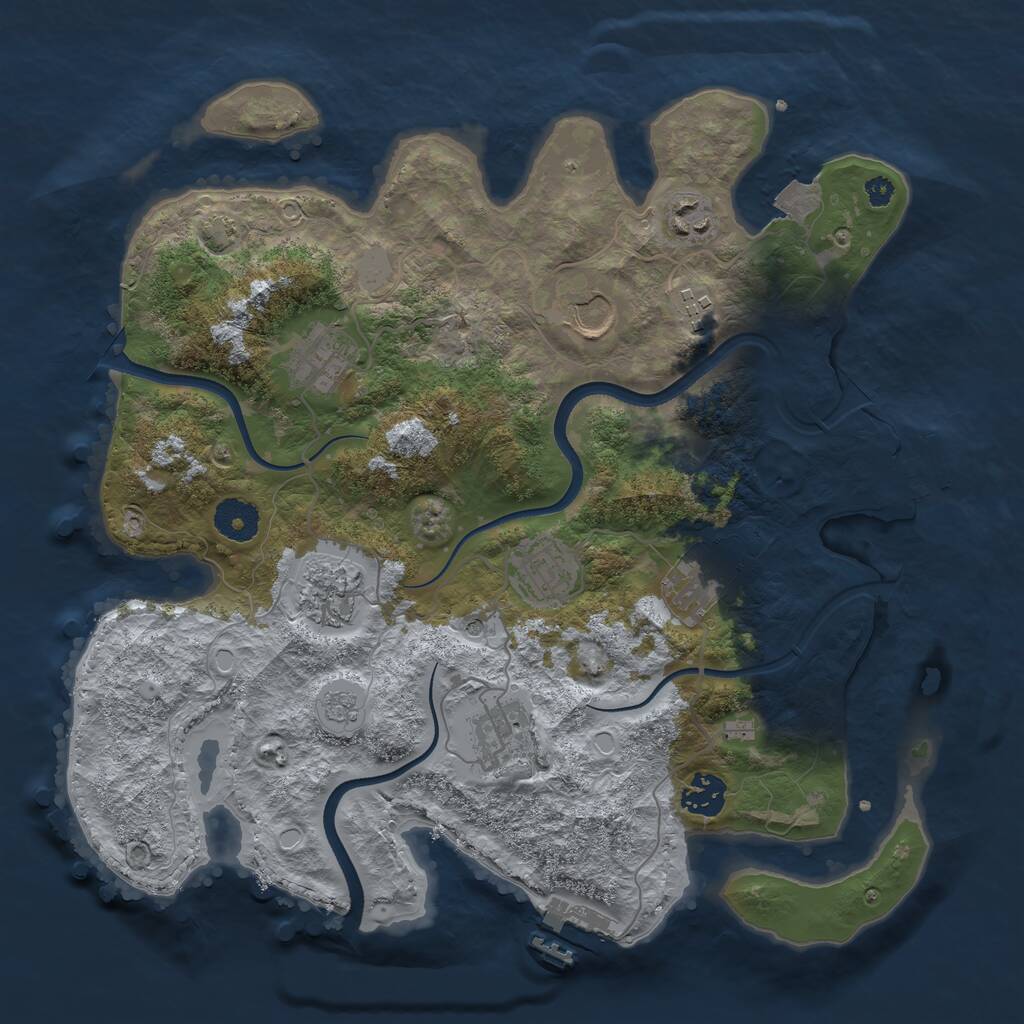Rust Map: Procedural Map, Size: 3500, Seed: 1244014988, 15 Monuments