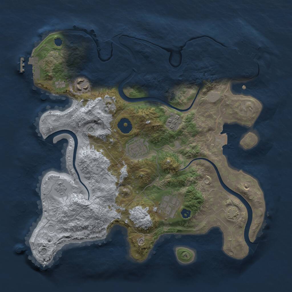 Rust Map: Procedural Map, Size: 3000, Seed: 25785, 10 Monuments