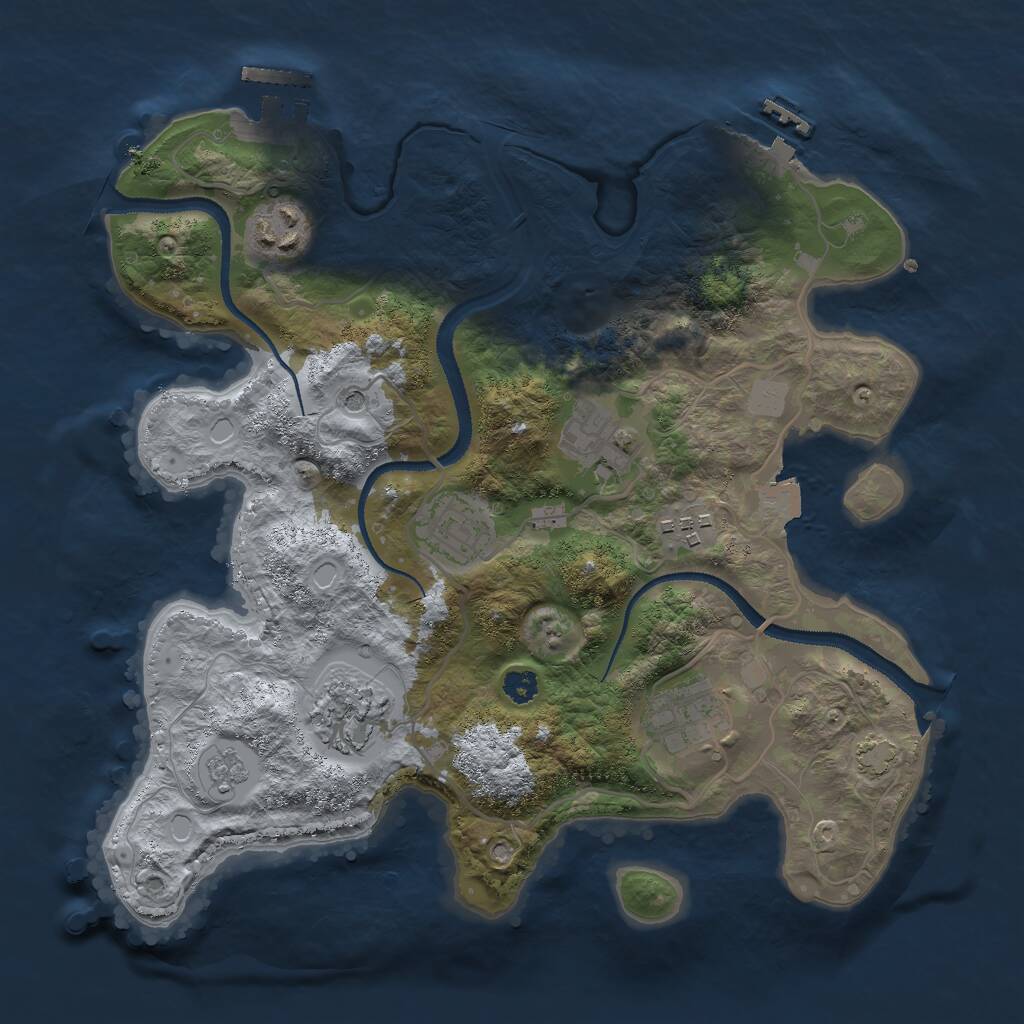 Rust Map: Procedural Map, Size: 3000, Seed: 25785, 12 Monuments