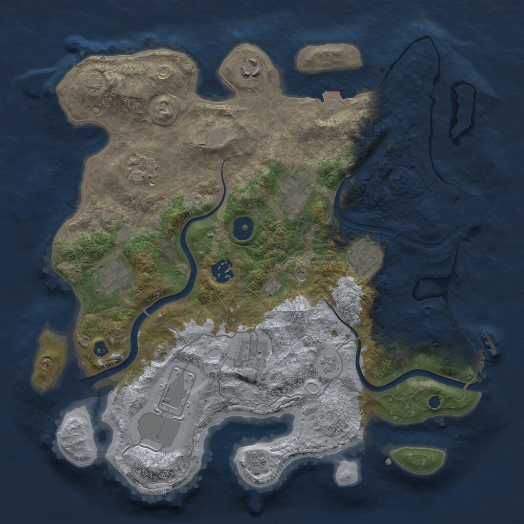 Rust Map: Procedural Map, Size: 3500, Seed: 1665313969, 15 Monuments