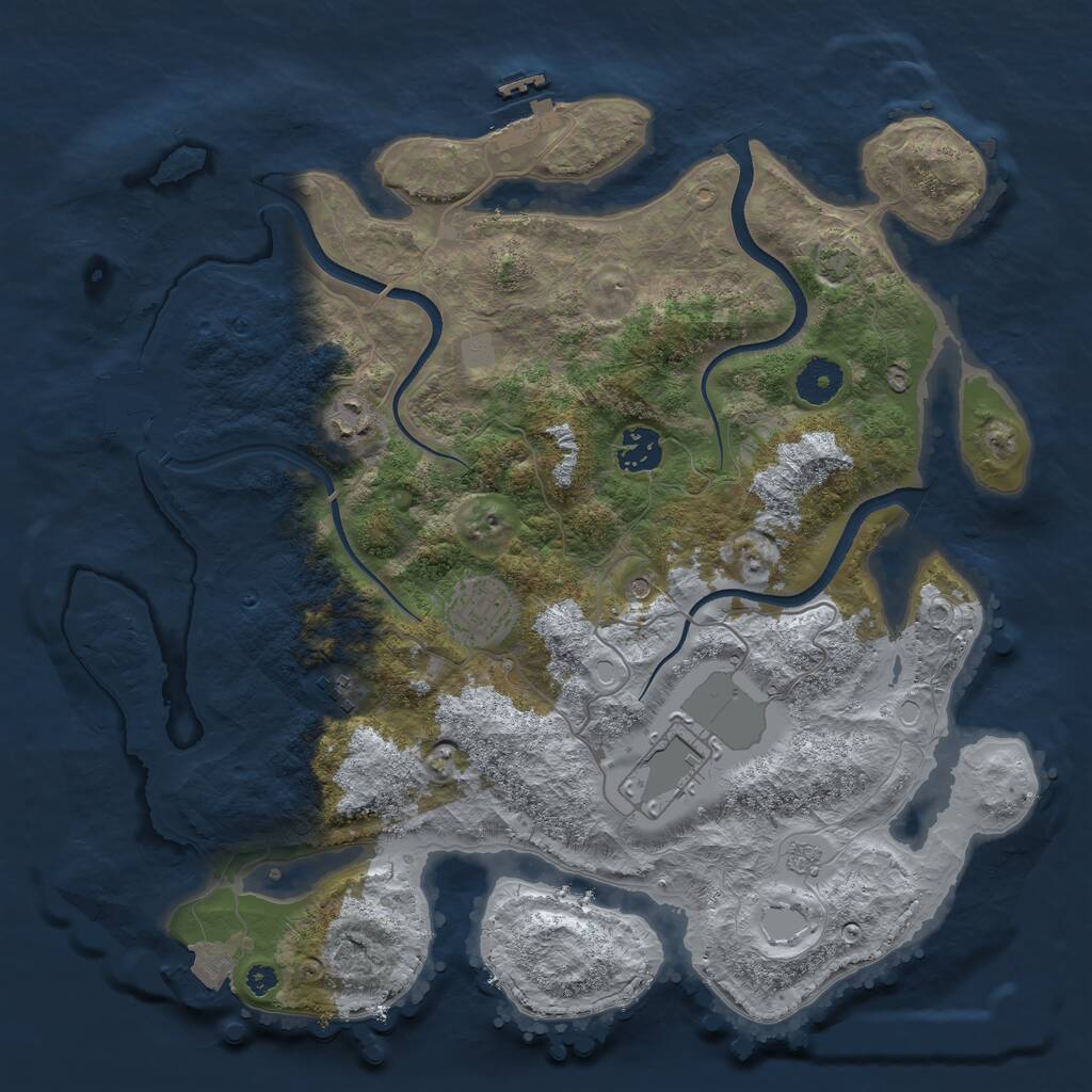 Rust Map: Procedural Map, Size: 3600, Seed: 864429, 11 Monuments
