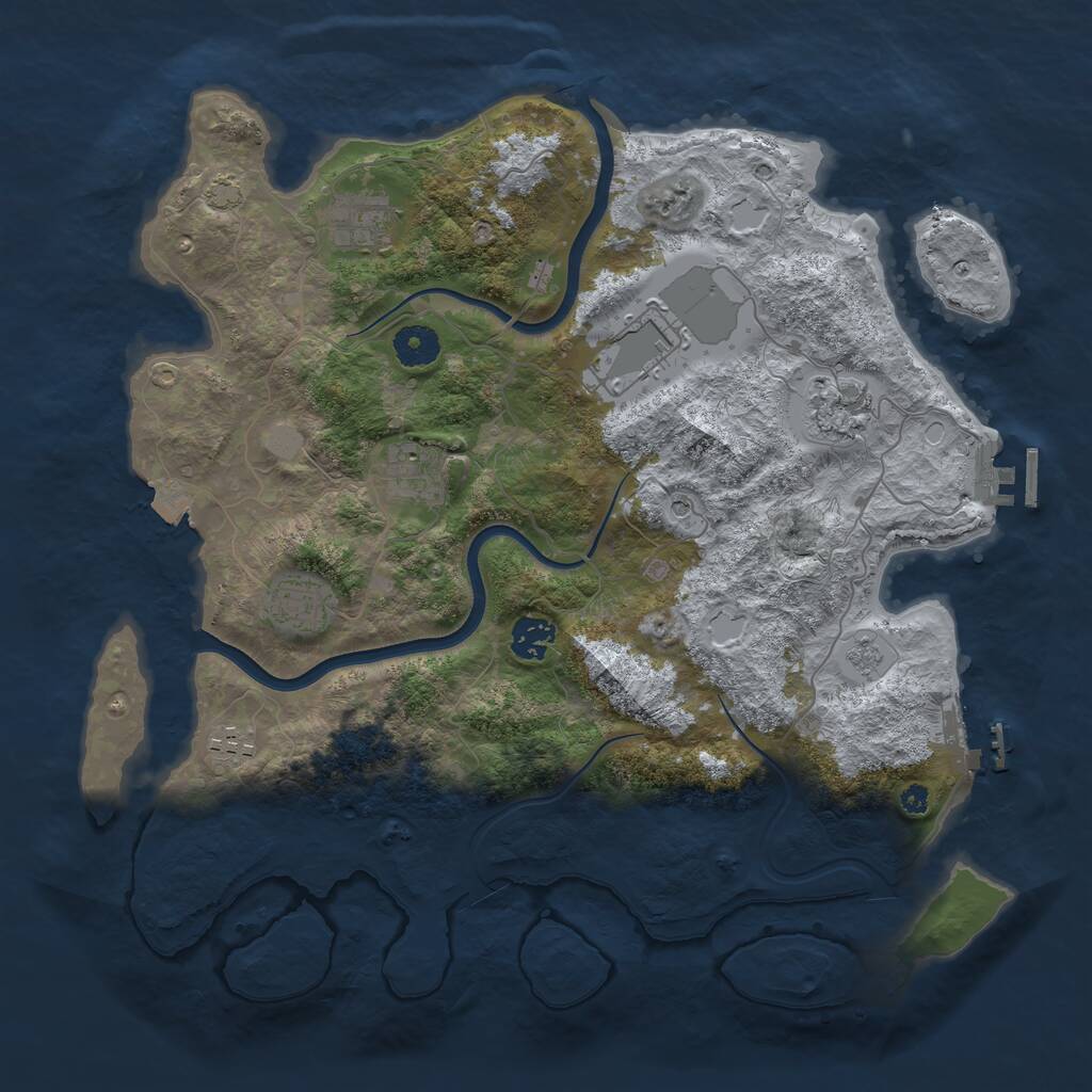 Rust Map: Procedural Map, Size: 3750, Seed: 76945, 13 Monuments