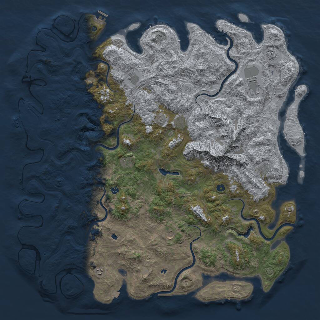 Rust Map: Procedural Map, Size: 6000, Seed: 765978357, 16 Monuments