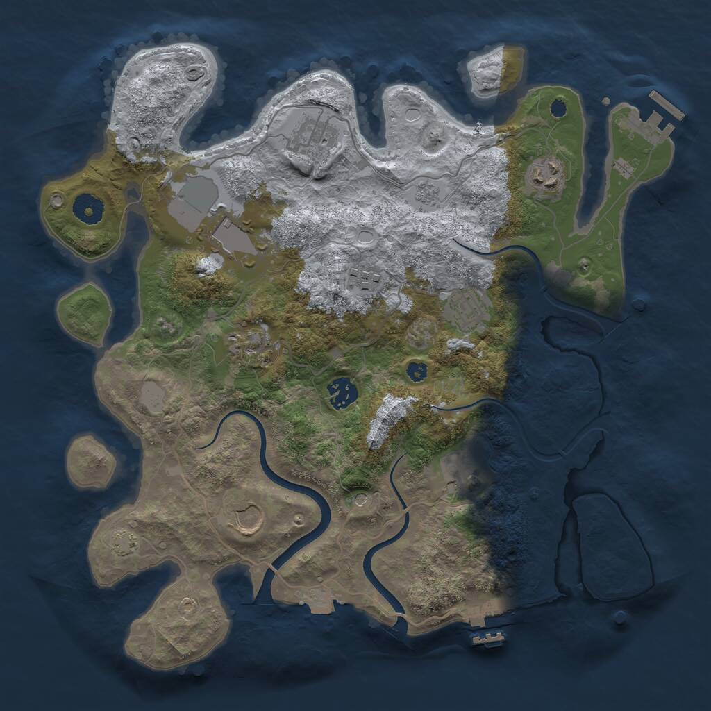 Rust Map: Procedural Map, Size: 3500, Seed: 350515815, 15 Monuments