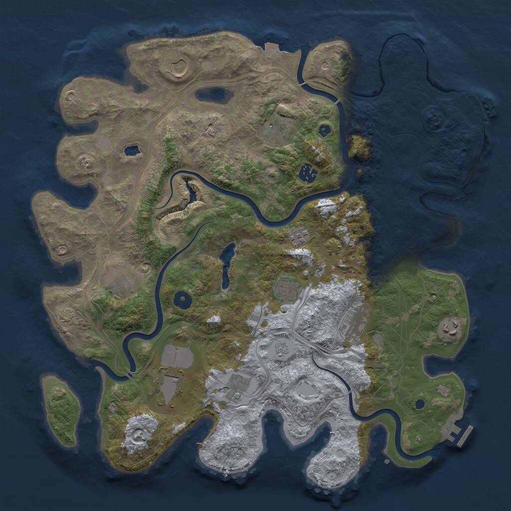 Rust Map: Procedural Map, Size: 4250, Seed: 964118604, 16 Monuments
