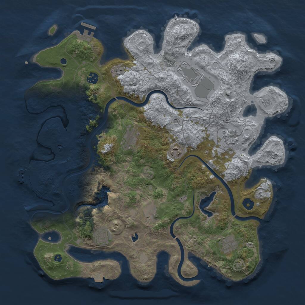 Rust Map: Procedural Map, Size: 4000, Seed: 1161085466, 15 Monuments