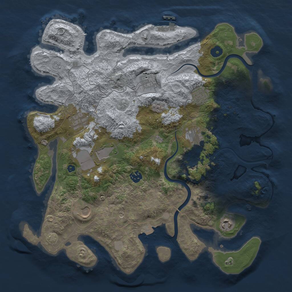 Rust Map: Procedural Map, Size: 3800, Seed: 116850589, 14 Monuments