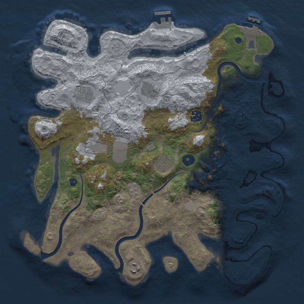 Rust Map: Procedural Map, Size: 3800, Seed: 116850589, 14 Monuments