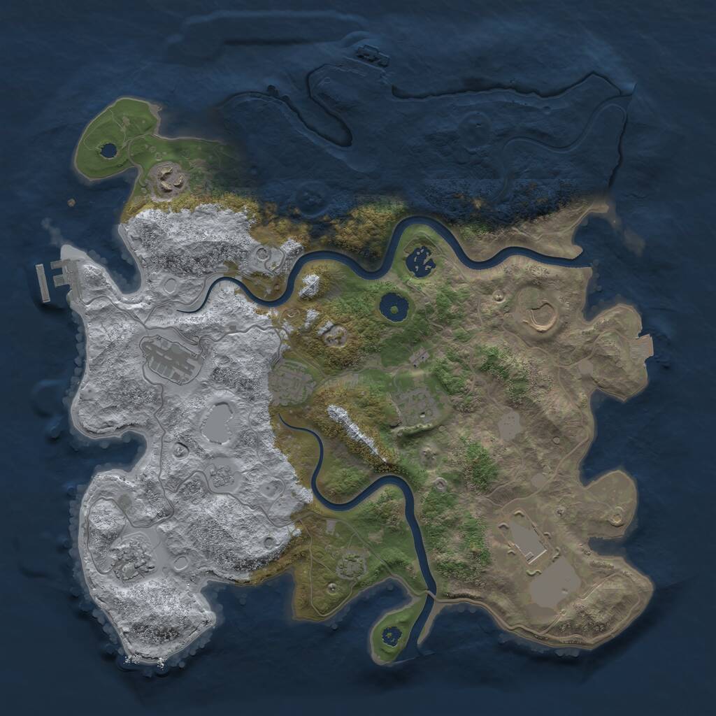 Rust Map: Procedural Map, Size: 3750, Seed: 139817553, 14 Monuments