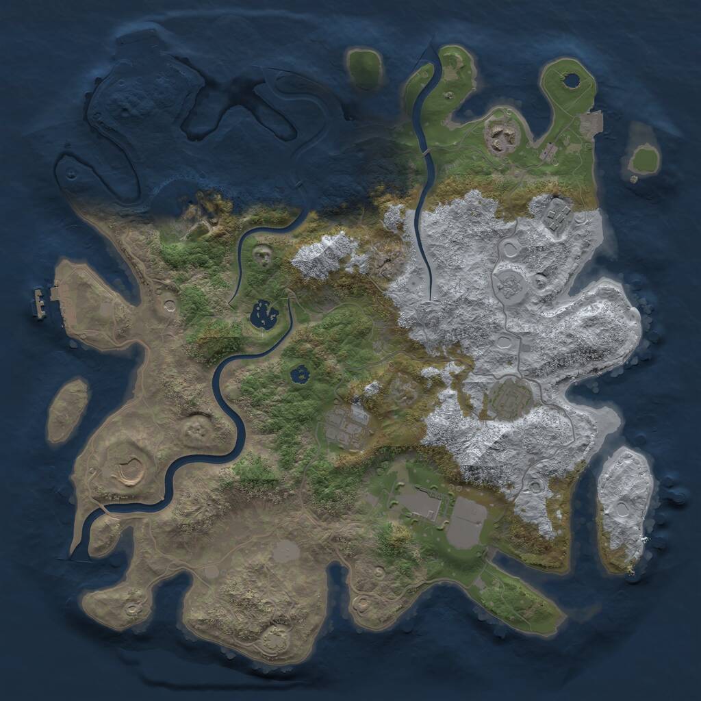 Rust Map: Procedural Map, Size: 3750, Seed: 354357874, 14 Monuments