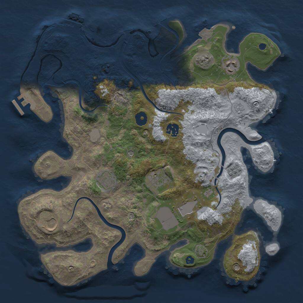 Rust Map: Procedural Map, Size: 3500, Seed: 1291384642, 13 Monuments