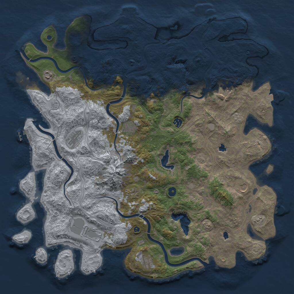 Rust Map: Procedural Map, Size: 5000, Seed: 83402, 16 Monuments