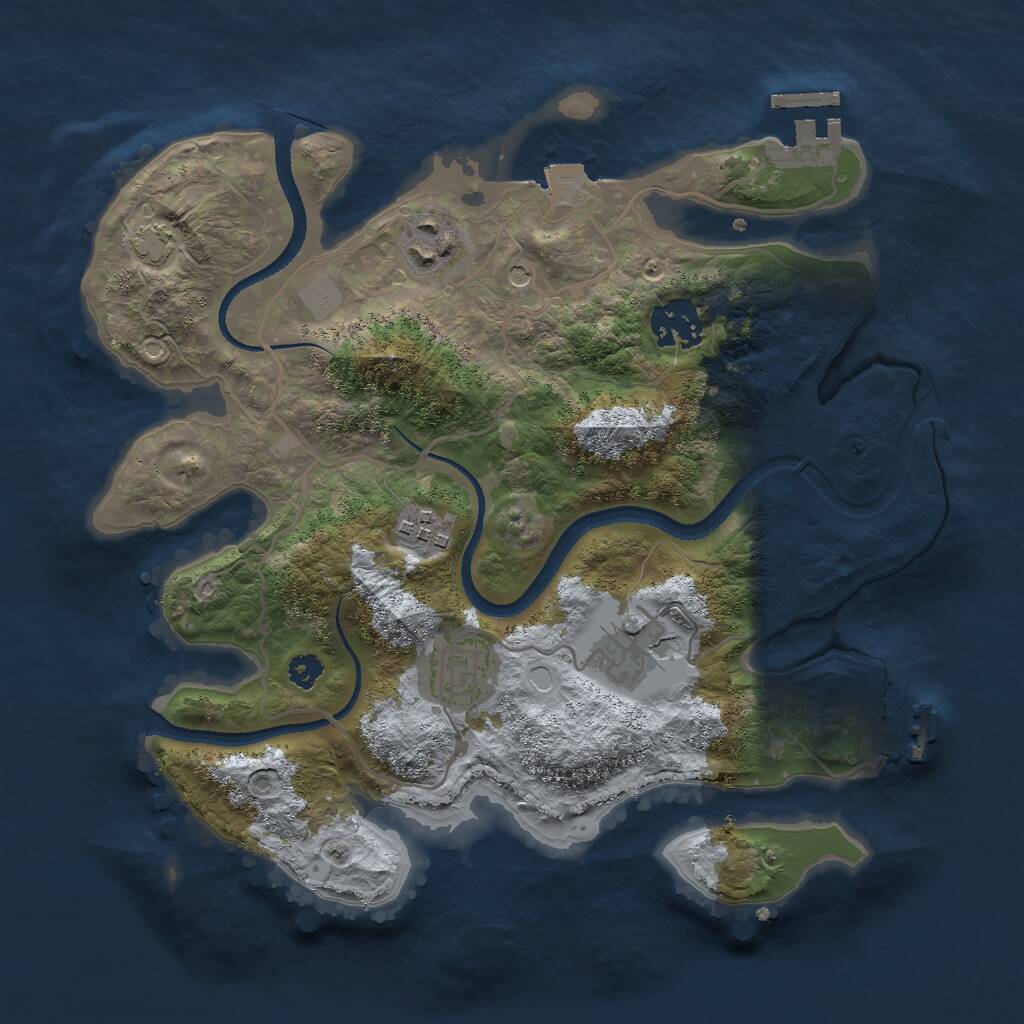 Rust Map: Procedural Map, Size: 3000, Seed: 30309, 10 Monuments