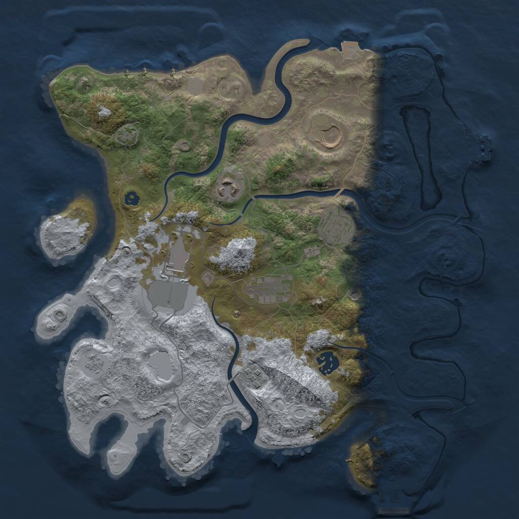 Rust Map: Procedural Map, Size: 3500, Seed: 987496177, 13 Monuments