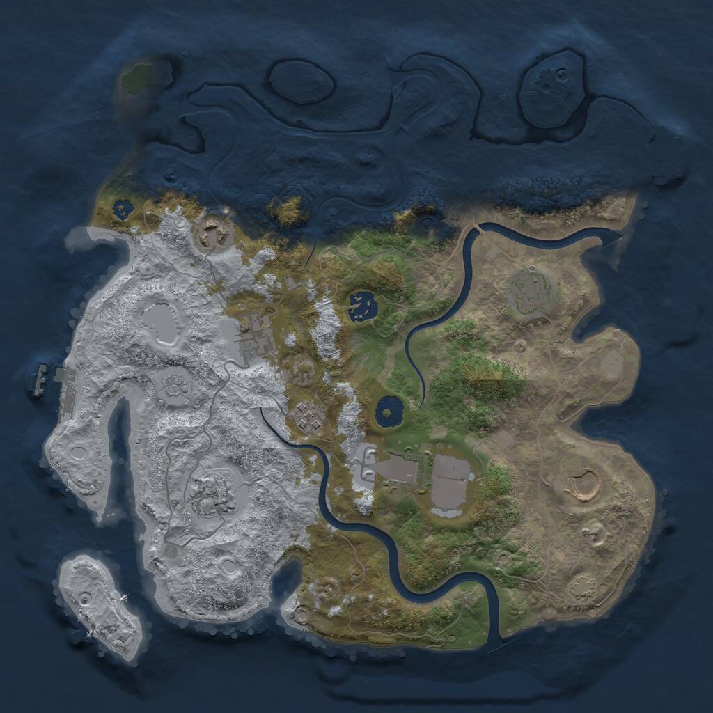 Rust Map: Procedural Map, Size: 3500, Seed: 1005399150, 14 Monuments