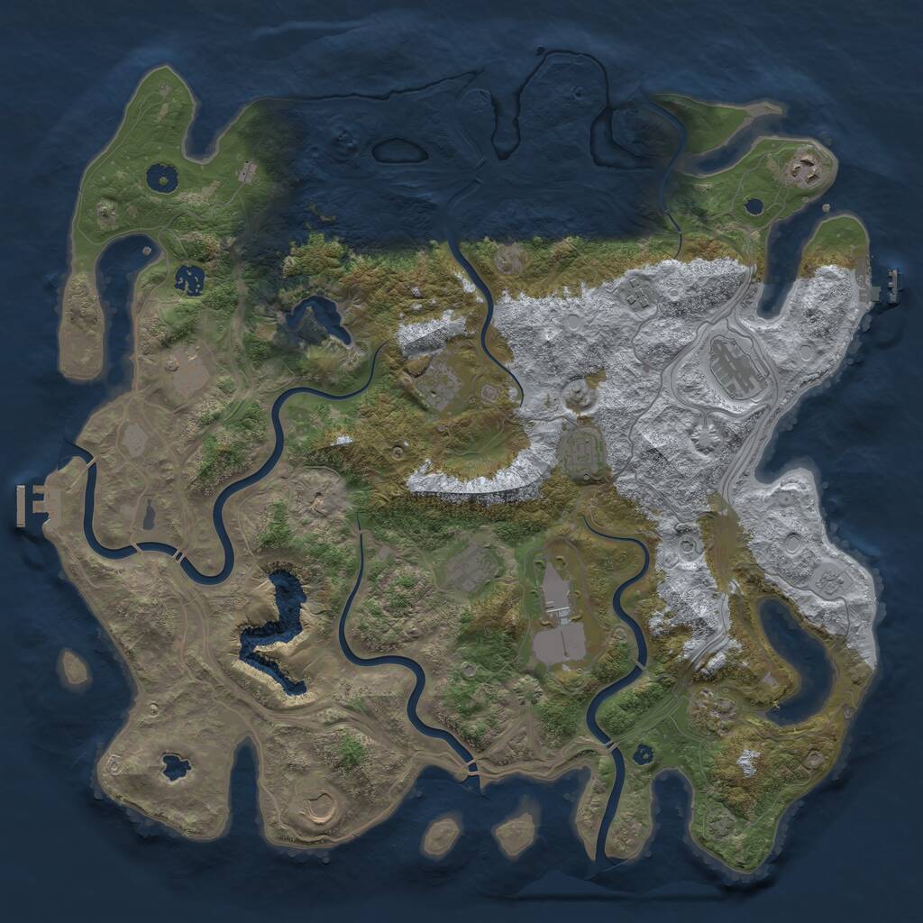 Rust Map: Procedural Map, Size: 4499, Seed: 494393722, 17 Monuments