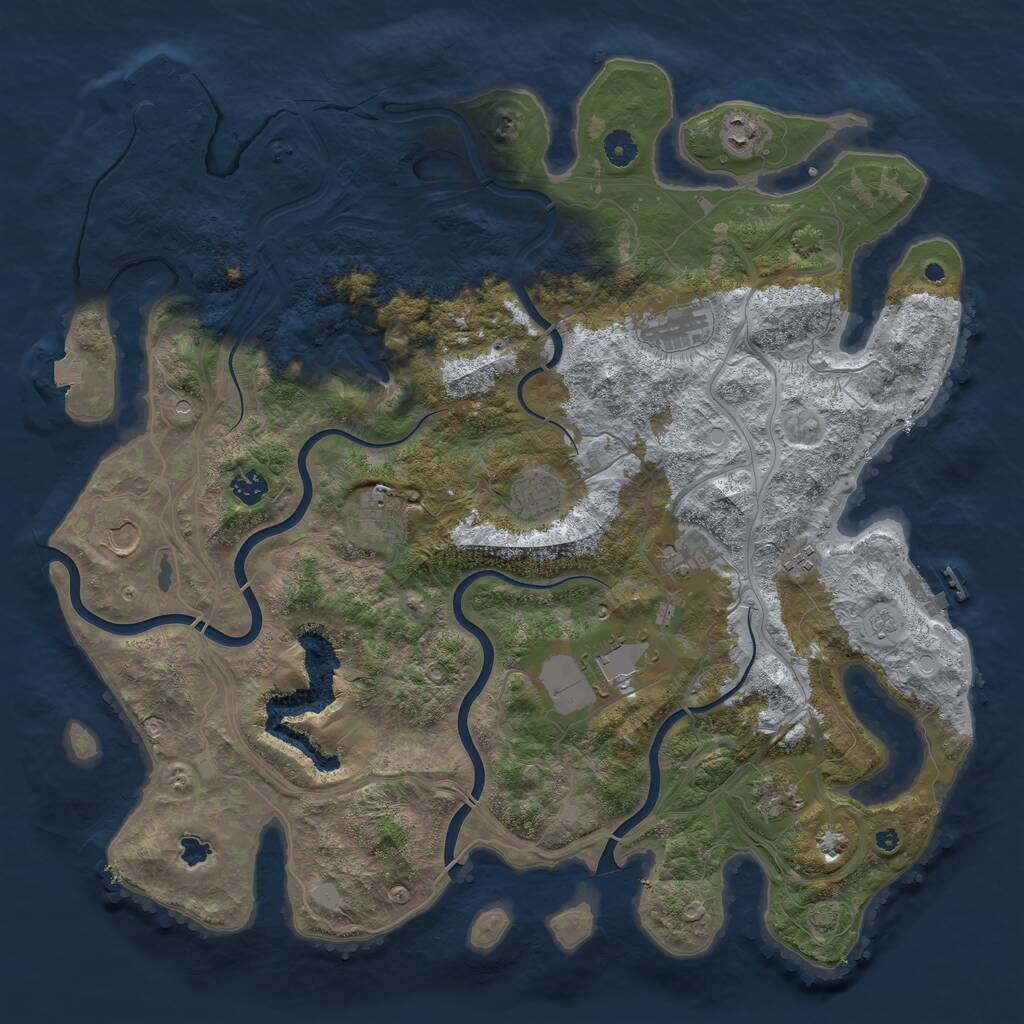 Rust Map: Procedural Map, Size: 4499, Seed: 494393722, 16 Monuments